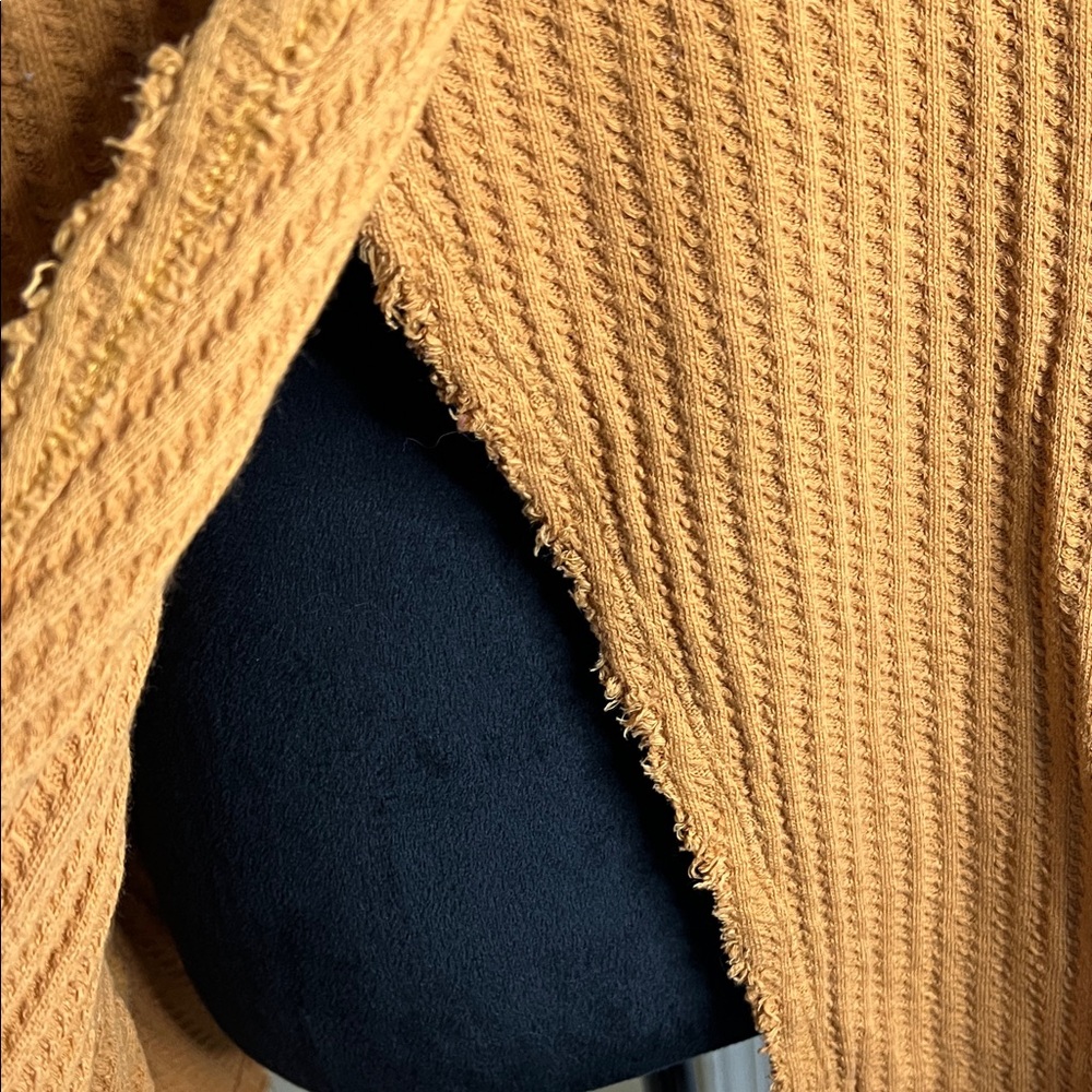 Cozy Mustard Waffle Knit Top - Picture 4 of 8